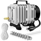 Photo Simple Deluxe Commercial Air Pump LGPUMPAIR75 1189 GPH 58W 75L/min 8 Outlets with Airline Tubing 25 Feet for Aquarium, Pond, Hydroponics Systems Air Pump, Silver, best price $49.99, bestseller 2024
