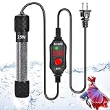Photo Aquarium Heater Small Fish Tank Heater Submersible 25W 50W 100W, Precise Temperature Control with Intelligent Memory Function, External LED Digital Temp Controller Suitable for Betta Fish Turtle, best price $15.99, bestseller 2024