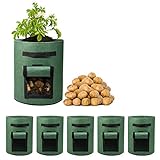 Photo Delxo 5 Pack 10 Gallon Potato Grow Bags, Vegetable Grow Bag with Flap Window , Double Layer Premium Breathable Nonwoven Cloth for Potato/Plant Container/Aeration Fabric Pots with Handles（Green）, best price $23.99, bestseller 2024