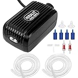 Photo HIRALIY Aquarium Air Pump, Fish Tank Air Pump with Dual Outlet Adjustable Air Valve, Ultra Silent Oxygen Fish Tank Bubbler with Air Stones Silicone Tube Check Valves Up to 100 Gallon Tank, best price $16.49, bestseller 2024