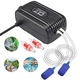 Photo Aquarium Air Pump, Rifny Adjustable Air Pump Kit with Dual Outlet Air Valve, Fish Tank Oxygen Pump with Air Stones Silicone Tube Check Valves for 1-80 Gallon, best price $18.99, bestseller 2024