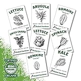 Photo Organic Garden Greens Vegetable Seeds - 8 Varieties of Heirloom, Non-GMO Salad Green Seeds - Lettuce, Arugula, Swiss Chard, Kale, and Spinach, best price $11.24 ($1.40 / Count), bestseller 2024