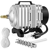 Photo Simple Deluxe LGPUMPAIR38 602 GPH 18W 38L/min 6 Adjustable Flow Outlets with Airline Tubing 25 Feet for Aquarium, Pond, Hydroponics Systems Air Pump, Silver, best price $29.99, bestseller 2024