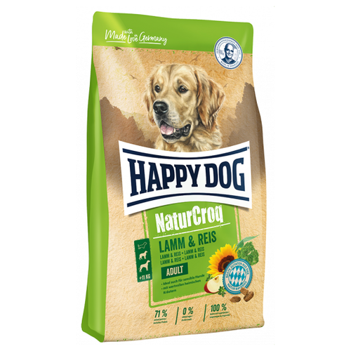 фотография Сухой корм для собак Happy Dog NaturCroq, при чувствительном пищеварении, для здоровья кожи и шерсти, ягненок, с рисом 1 уп. х 1 шт. х 15000 г, купить за 9150р