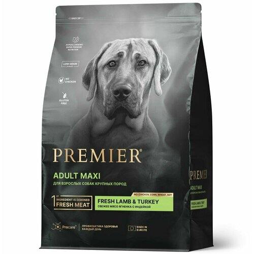 Сухой корм Premier Dog Lamb & Turkey ADULT Maxi (Свежее мясо ягненка с индейкой для собак крупных пород) 3кг фото