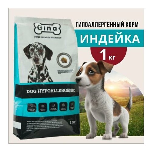 Корм для собак сухой Gina Dog Hypoallergenic гипоаллергенный, индейка, утка, тунец 1 кг фото