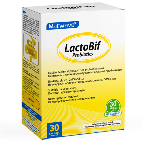 Matwave LactoBif Probiotics капс., 30 млрд КОЕ, 40 г, 30 шт., нейтральный, 1 уп. фото