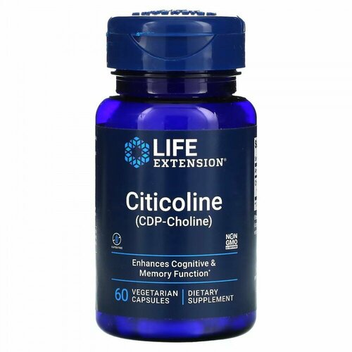 Life Extension, Citicoline, капсулы с CDP-холином, 250 мг, 60 растительных капсул фото