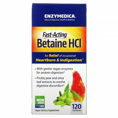 Enzymedica Betaine HCL 120 caps / Энзаймедика Бетаин Гидрохлорид 120 капс фото