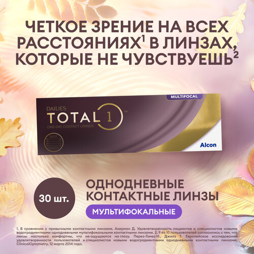 фотография Контактные линзы Alcon Dailies Total1 Multifocal, 30 шт., R 8,5, D -2, ADD: низкая, 1 уп., купить за 3910р