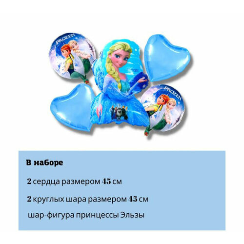 Набор фольгированных шаров 5шт. Эльза Холодное Сердце Frozen фото