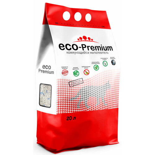 Наполнитель для кошачьего туалета ECO-Premium BLUE, древесный комкующийся 20 л (7,6 кг) + игрушка. фото