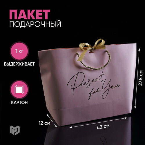 Пакет подарочный Дарите счастье Present for you, 42х27.5х12 см, розовый фото