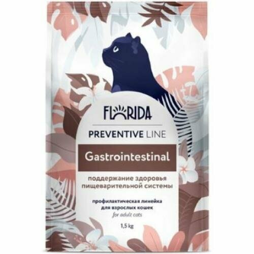 Сухой корм FLORIDA для кошек профилактическая линия, Preventive Line Gastrointestinal, поддержание здоровья пищеварительной системы, курица, 1,5 кг. фото