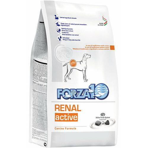 фотография FORZA10 DOG RENAL ACTIVE для взрослых собак всех пород при хронической почечной недостаточности (4 + 4 кг), купить за 9640р