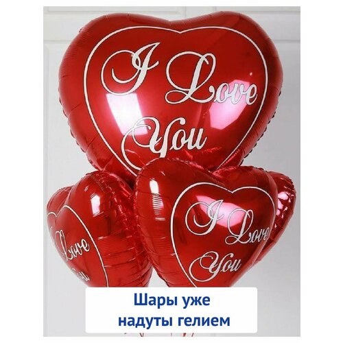 Фонтан, набор воздушных шаров с гелием в форме сердца Любовь ILoveYou фото