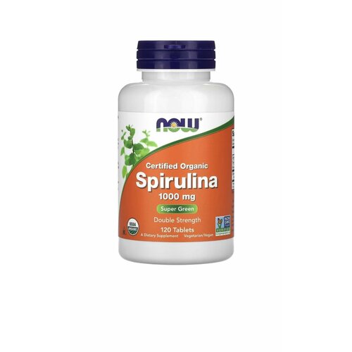 Спирулина Двойной Концентрации NOW Spirulina Double Strength 1000 mg 120 таблеток фото