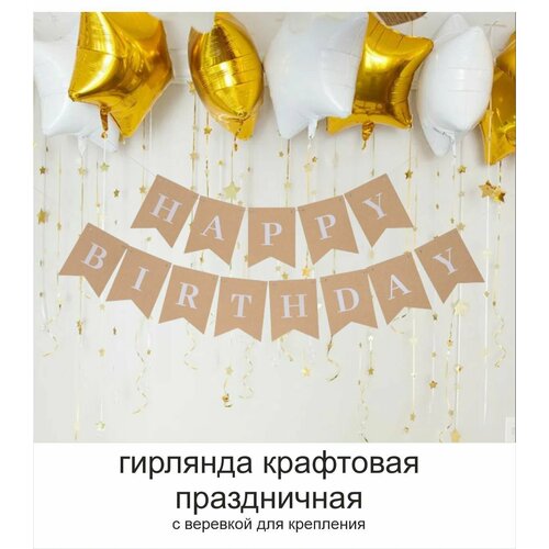 Гирлянда растяжка флажки Happy Birthday фото