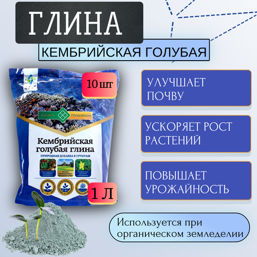 Глина Кембрийская голубая природная добавка к грунтам 1 л, 10 шт фото