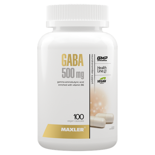 БАД Витаминный комплекс Maxler GABA 500 mg, 100 капсул - 500 мг гамма-аминомасляной кислоты - 2 мг витамина В6 - 100 порций фото