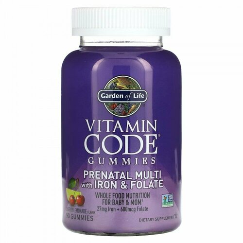 Garden of Life, Vitamin Code, жевательные таблетки для беременных, мультивитамины с железом и фолатом, вишневый лимонад, 90 жевательных таблеток фото