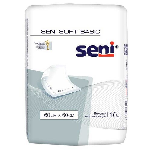 Пеленки Seni Soft Basic медицинские впитывающие одноразовые 60 x 60 см, 10 шт. фото