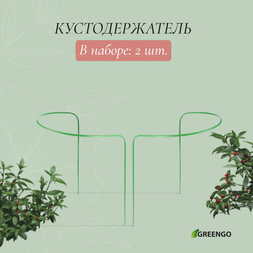 Кустодержатель, d = 30 см, h = 60 см, ножка d = 0,3 см, металл, набор 2 шт, зелёный, Greengo фото