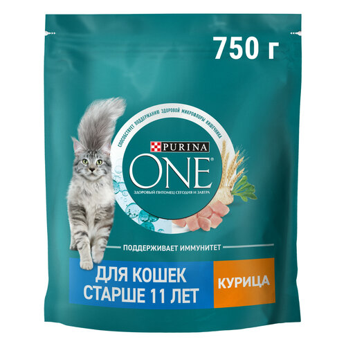 Сухой корм Purina ONE® для кошек старше 11 лет с курицей 750 г фото