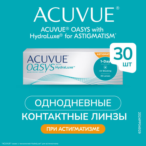 фотография Контактные линзы ACUVUE OASYS 1-Day with HydraLuxe for Astigmatism, 30 шт., R 8,5, D +1,75, CYL: -0,75, AХ: 70, 1 уп., купить за 3176р