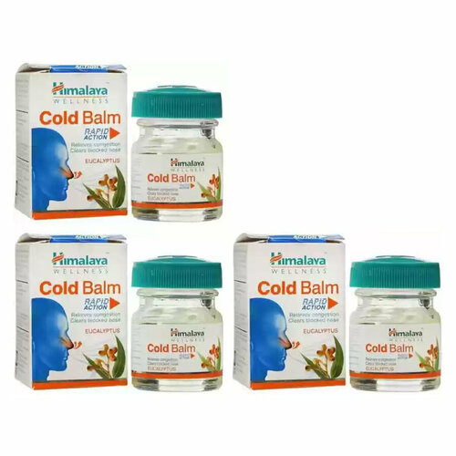 фотография Бальзам успокаивающий Колд Балм Хималая (Cold Balm Himalaya), при простуде, при заложенности в носу и груди, 3х10 г., купить за 924р