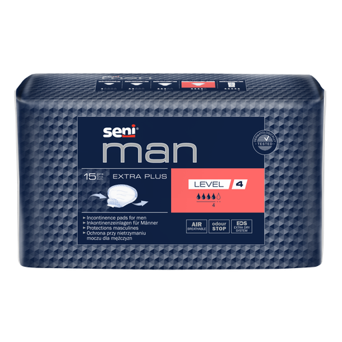 Seni Man Extra Plus Level 4 / Сени Мен Экстра Плюс Уровень 4 - урологические вкладыши для мужчин, 15 шт. фото