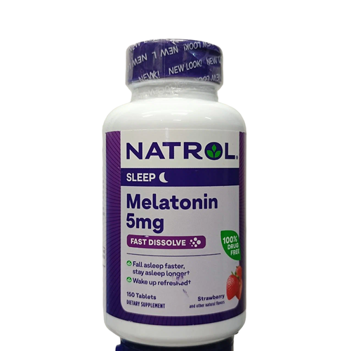 Таблетки растворимые Natrol Melatonin Fast Dissolve Strawberry 5 mg, 50 г, 5 мг, 150 шт. фото