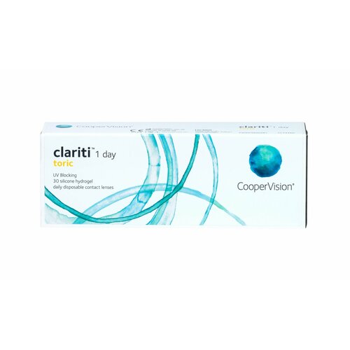 фотография Контактные линзы CooperVision Clariti 1 day toric., 30 шт., R 8,6, D +2,75, CYL: -1,75, AХ: 20, ADD: +1.00 D, прозрачный, 1 уп., купить за 2363р