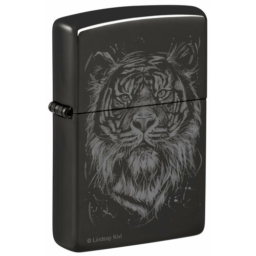 Зажигалка ZIPPO Big Cat с покрытием High Polish Black, латунь/сталь, черная, глянцевая, 38x13x57 мм фото