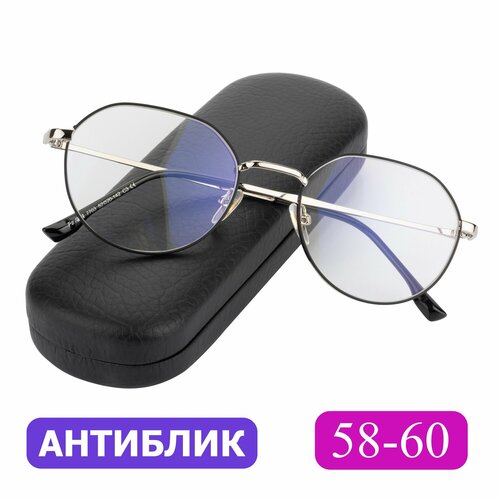 фотография Очки круглые pd 58-60 для чтения женские антибликовые (+3.00) FAVARIT 7703 C2, цвет серебристый, антиблик, с футляром, РЦ 58-60, купить за 1095р