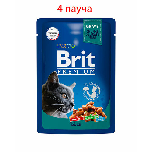 Пауч Brit Premium для взрослых кошек утка в соусе 85гр, 4шт фото