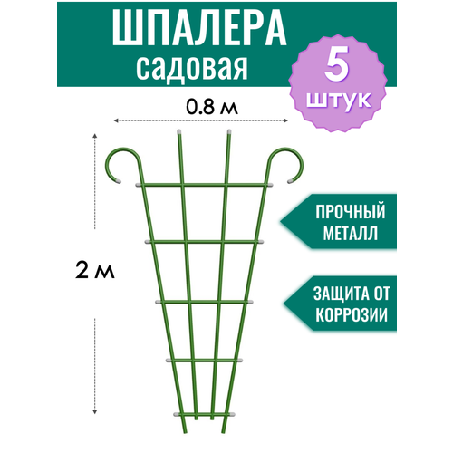 Шпалера металлическая Веерная с завитком h-2 м, порошковая окраска (по 5 штук в упаковке) фото