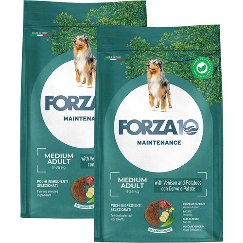 фотография FORZA10 DOG MAINTENANCE ADULT MEDIUM для взрослых собак средних пород с олениной и картофелем (2 + 2 кг), купить за 3334р