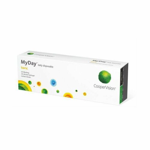 Контактные линзы CooperVision MyDay daily disposable toric, 30 шт., R 8,6, D -5,75, CYL: -1,25, AХ: 110, прозрачный, 1 уп. фото