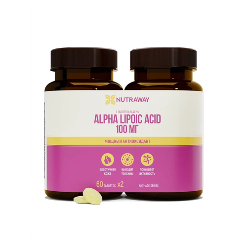 ALPHA LIPOIC ACID (альфа-липоевая кислота) NUTRAWAY 120 шт (комплект 60 + 60 таблеток) фото