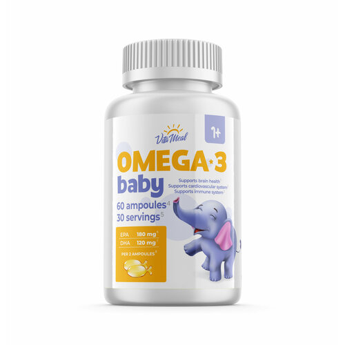 Омега 3 для детей с года VitaMeal Omega-3 Babу детская в ампулах-рыбках, 60 ампул фото