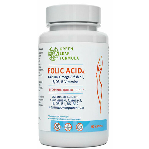 Фолиевая кислота FOLIC ACID & Calcium, витамины для беременных и кормящих, витамины для женщин, для кожи волос и ногтей, кальций Д3 и витамины группы В фото