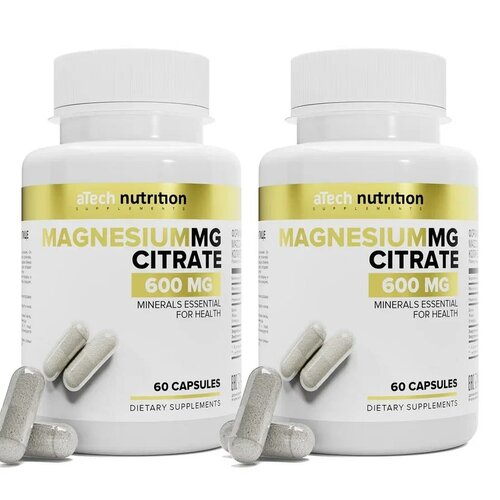 Набор 2 упаковки Магний цитрат / MAGNESIUM CITRATE aTech nutrition 60 + 60 капсул фото