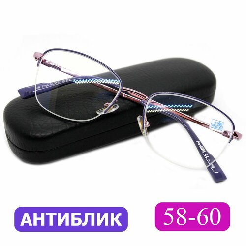 Готовые очки 58-60 антибликовые женские для дали (-3.50) FAVARIT 7850 С3, цвет фиолетовый, антиблик, с футляром, РЦ 58-60 фото