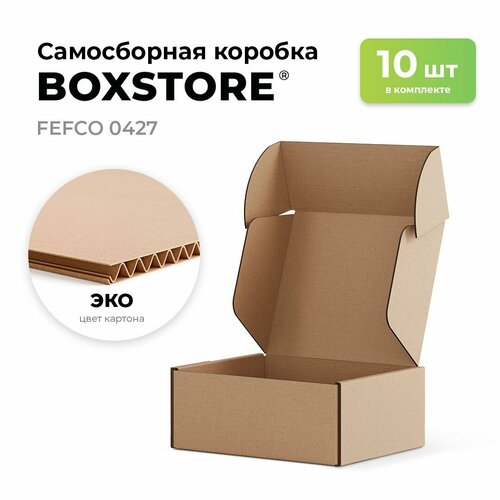 Самосборные картонные коробки BOXSTORE 0427 T24E МГК цвет: эко/бурый - 10 шт. внутренний размер 24x19x4 см 24х19х4 см упаковка: коробка фото