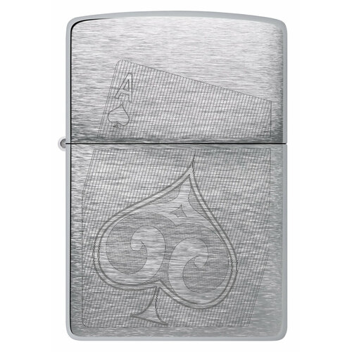 Оригинальная бензиновая зажигалка ZIPPO Classic 29685 с покрытием Brushed Chrome - Пиковый туз фото