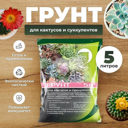 Грунт Сила Суздаля для кактусов и суккулентов black, 5 л, 2.5 кг фото