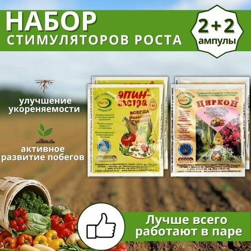 Агрохимикат набор регуляторов роста и развития растений Эпин-экстра 1 мл + Циркон 1 мл, 4 шт фото