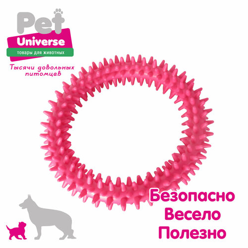 Игрушка для собак Pet Universe колечко с шипами диаметр 12,5 см, ТПР, розовый, PU3064PK фото