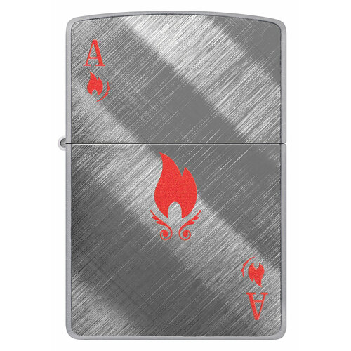 фотография Оригинальная бензиновая зажигалка ZIPPO Classic 48451 Ace Design с покрытием Brushed Chrome - Туз, купить за 8870р